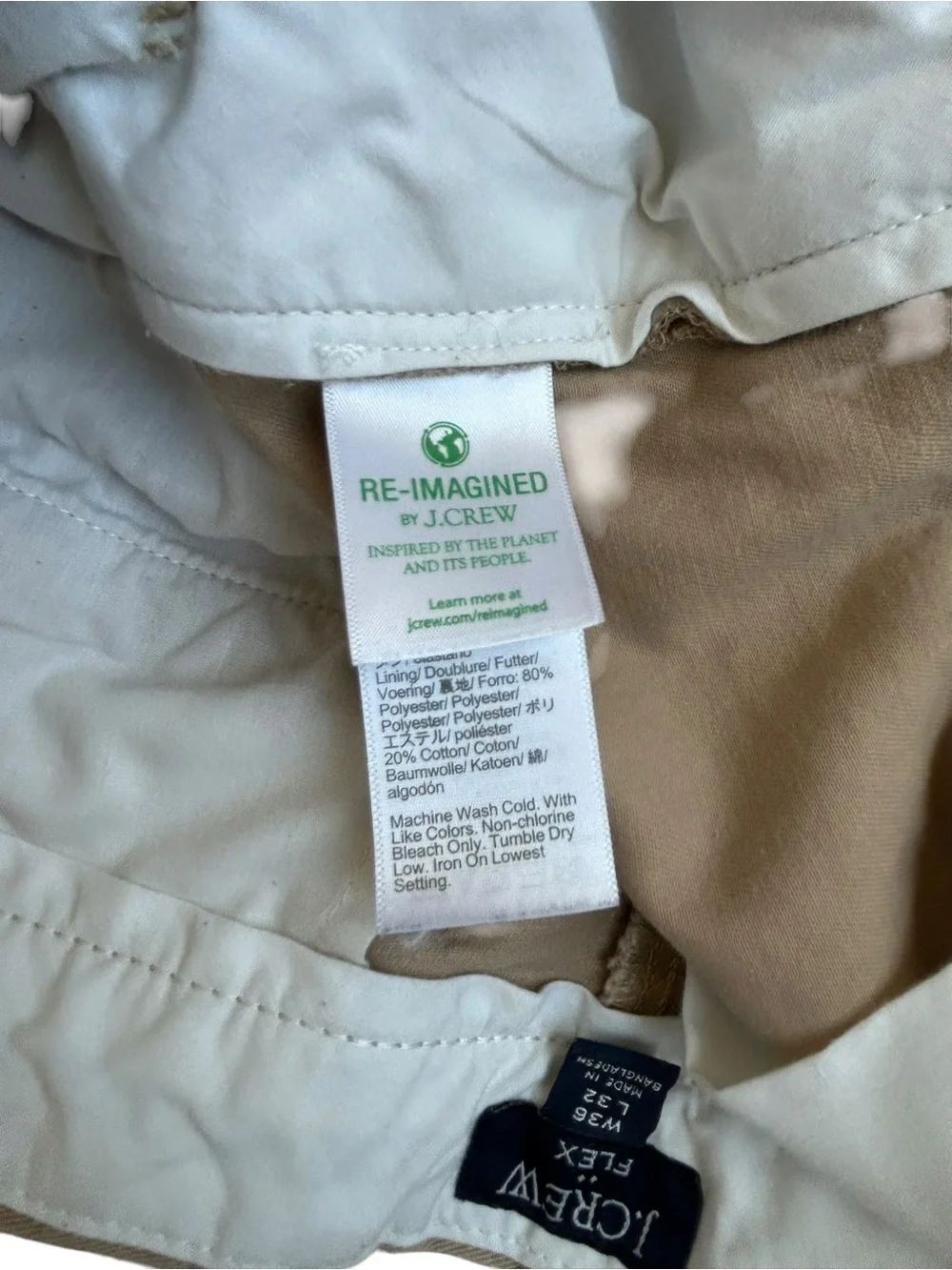 J.Crew Slim Fit Chino-Khaki 36/32
